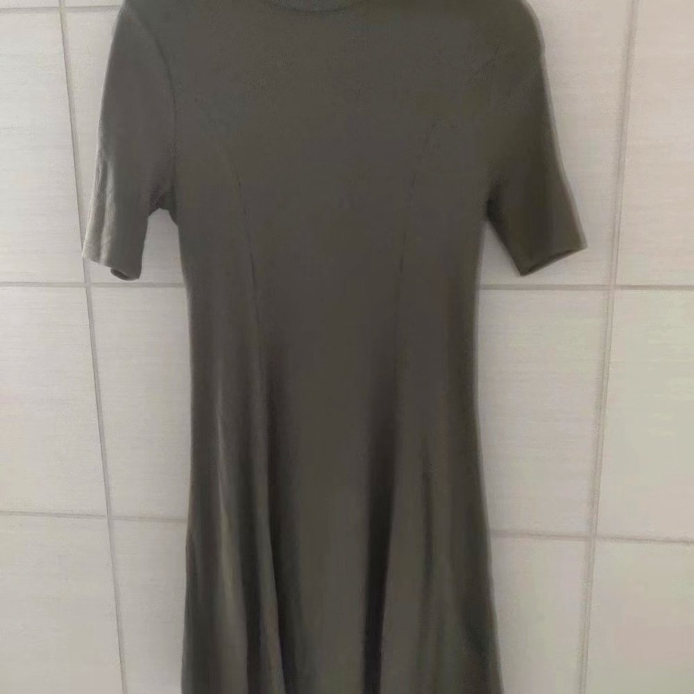 Size S Olive Green Women Tee Dress - Made in Korea